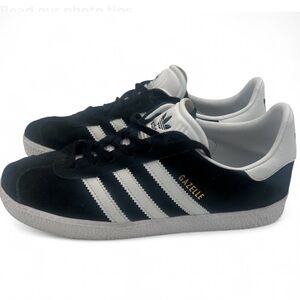 Adidas Gazelle Youth 5.5 Women’s 7.5 Men’s 6 Black White Suede Shoes BB2502